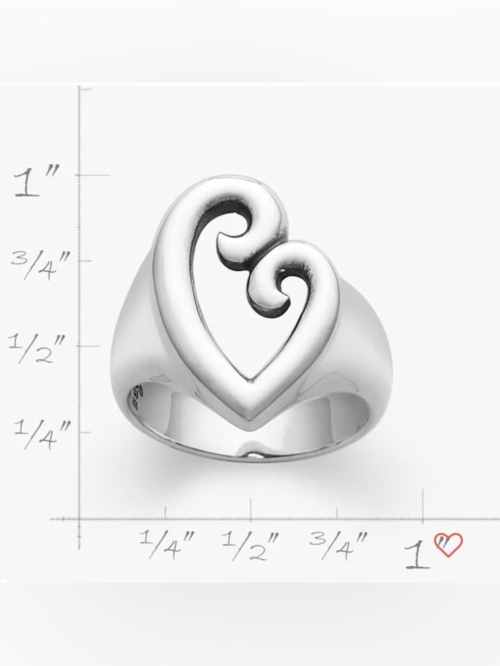 James Avery "Mother's Love" Sterling Silver Open Heart Ring. Size 8 - Picture 5 of 17